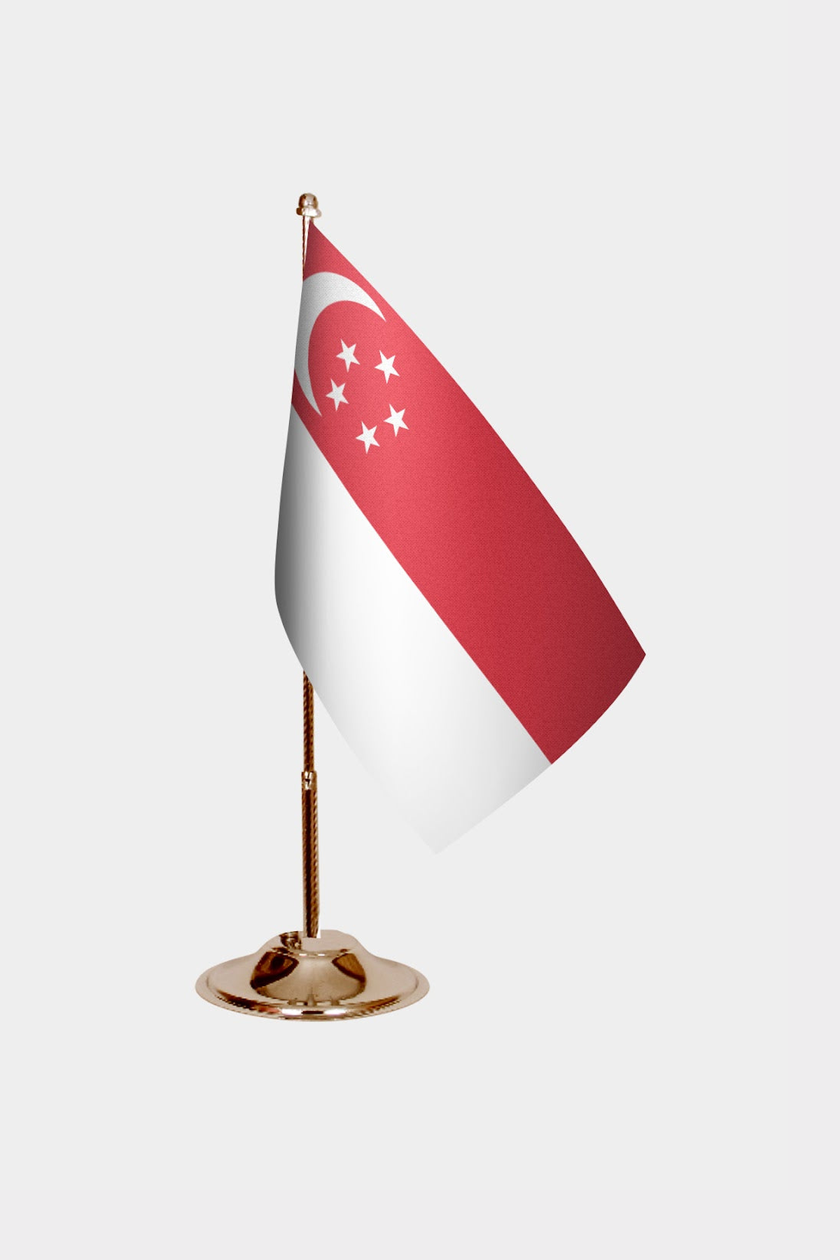 Singapore Gold Desk Flag - Premium Metal Stand