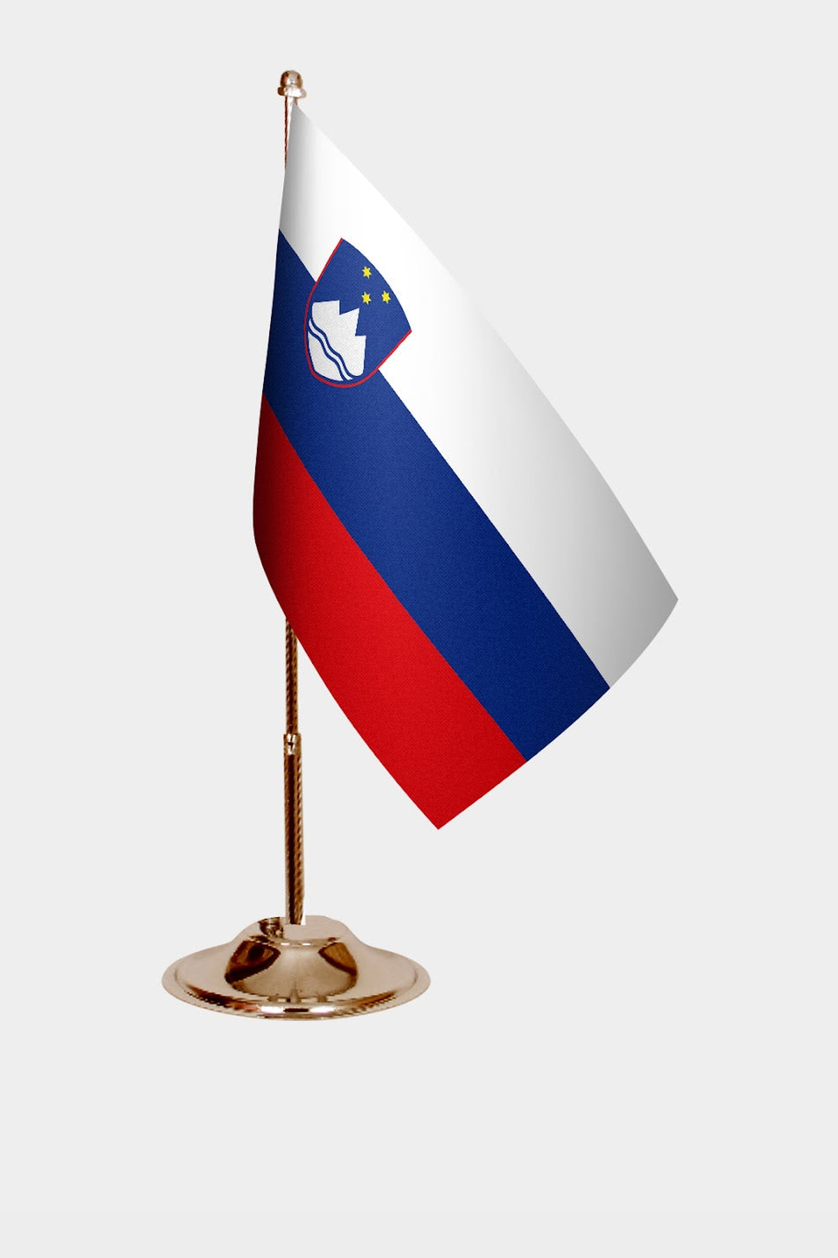 Slovenia Gold Desk Flag - Premium Metal Stand