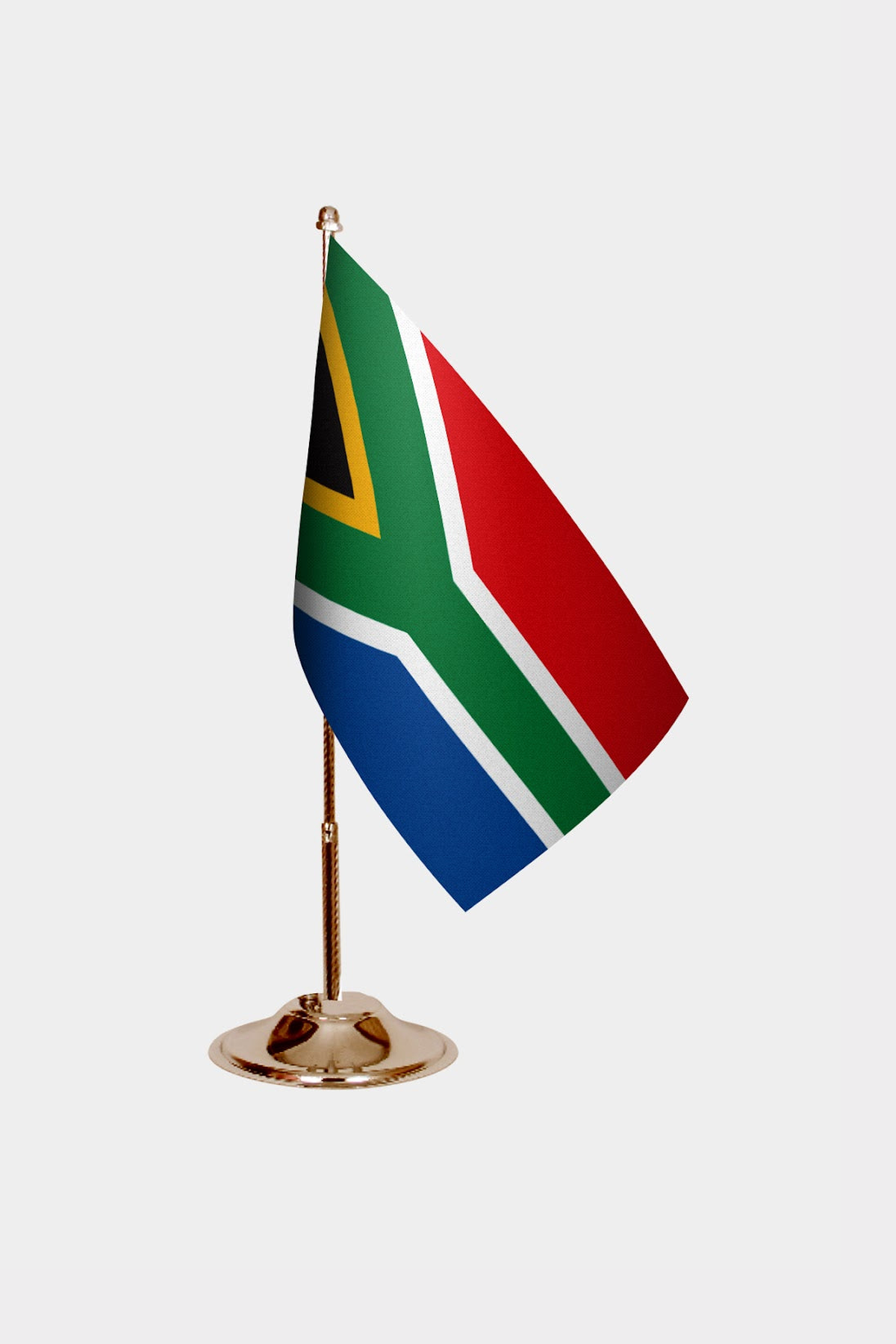 South Africa Gold Desk Flag - Premium Metal Stand
