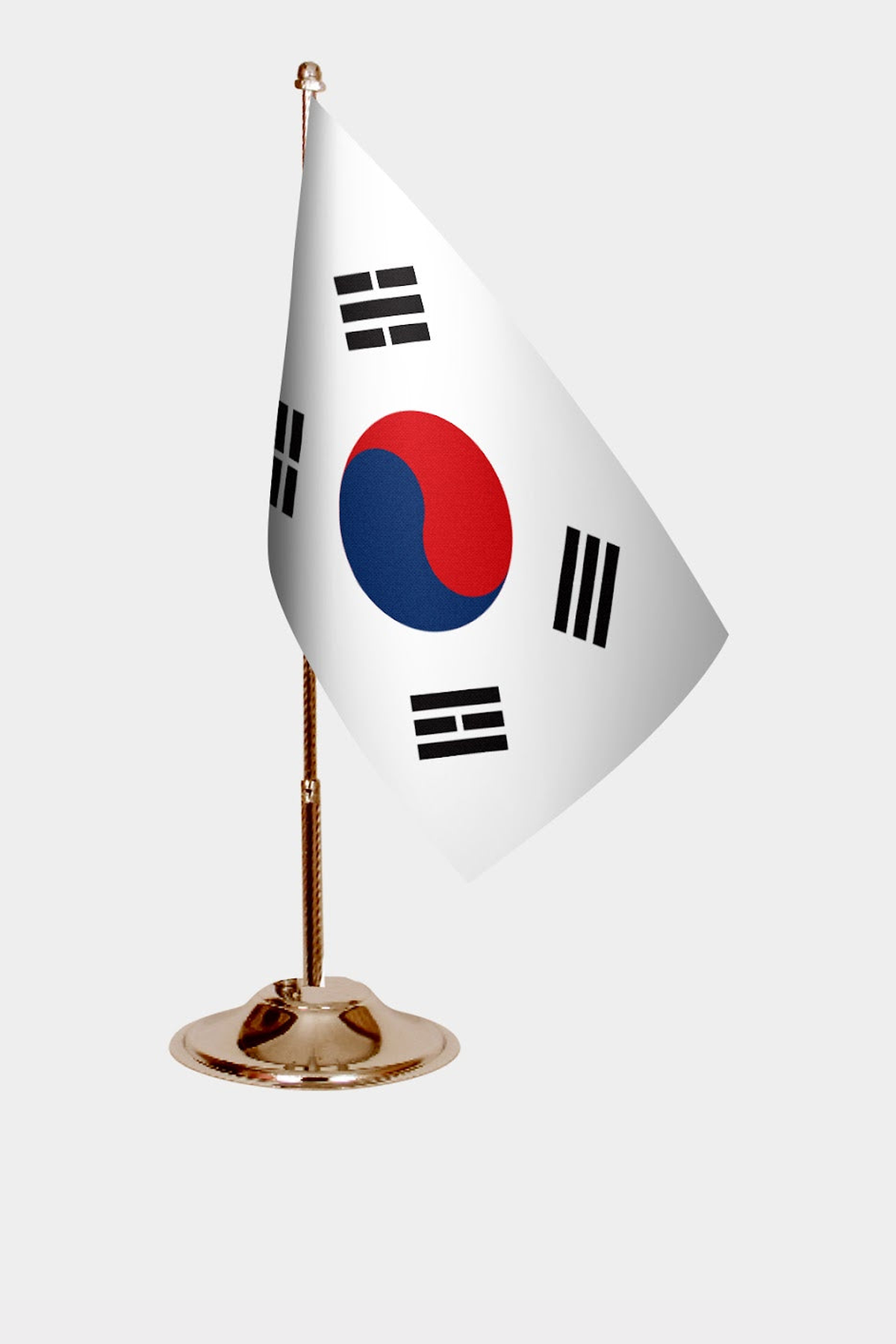 South Korea Gold Desk Flag - Premium Metal Stand