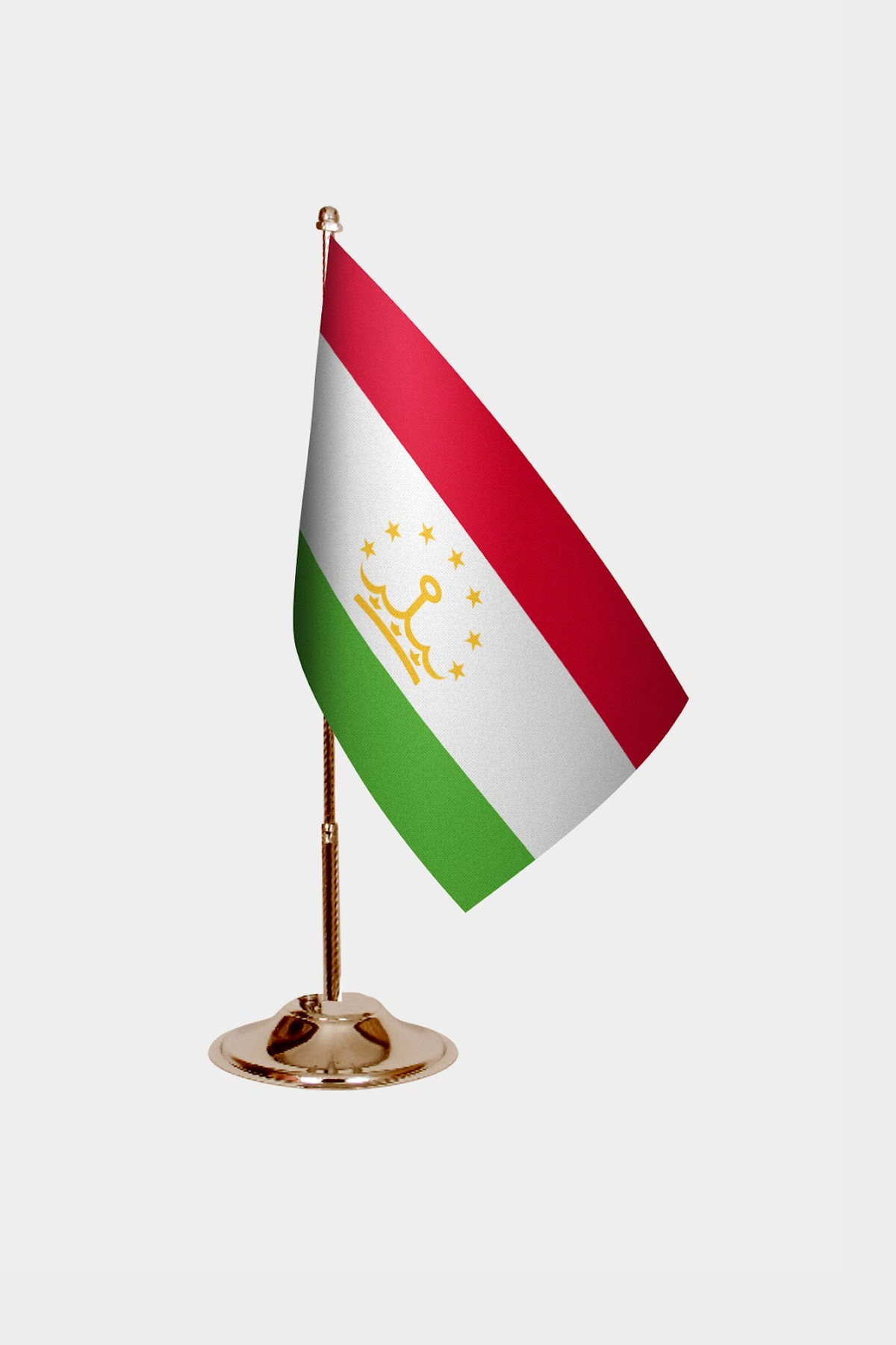 Tajikistan Gold Desk Flag - Premium Metal Stand