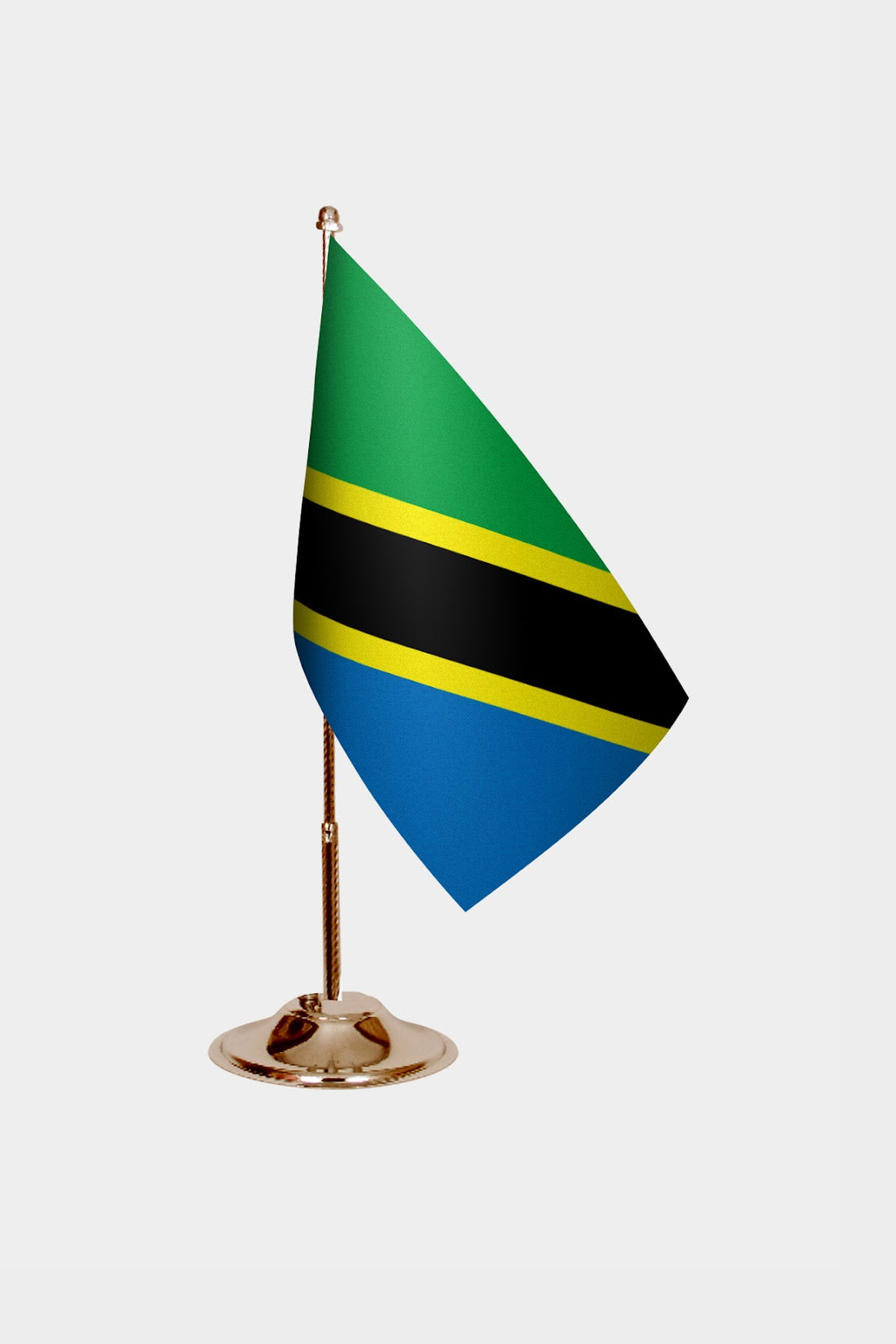 Tanzania Gold Desk Flag - Premium Metal Stand
