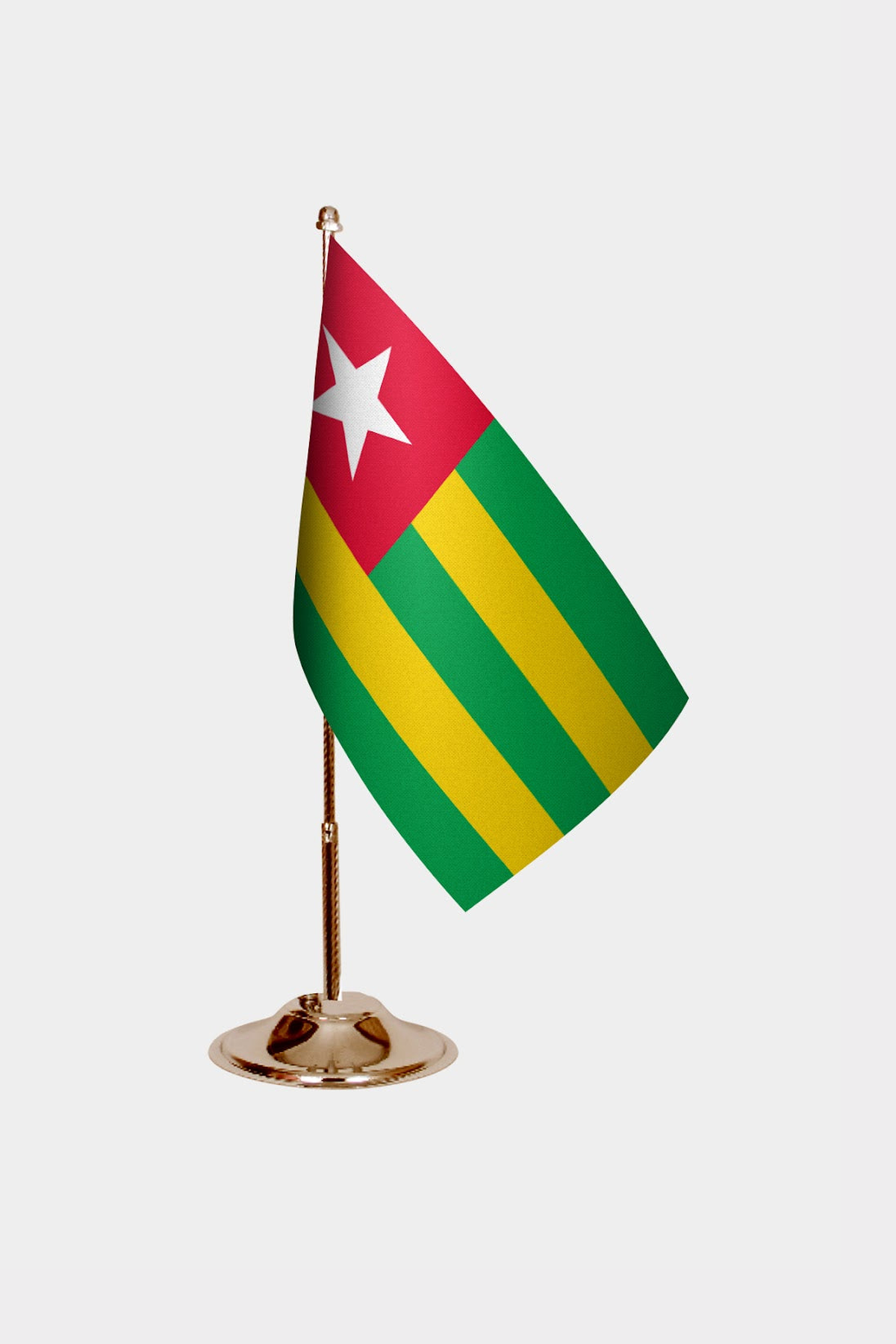 Togo Gold Desk Flag - Premium Metal Stand
