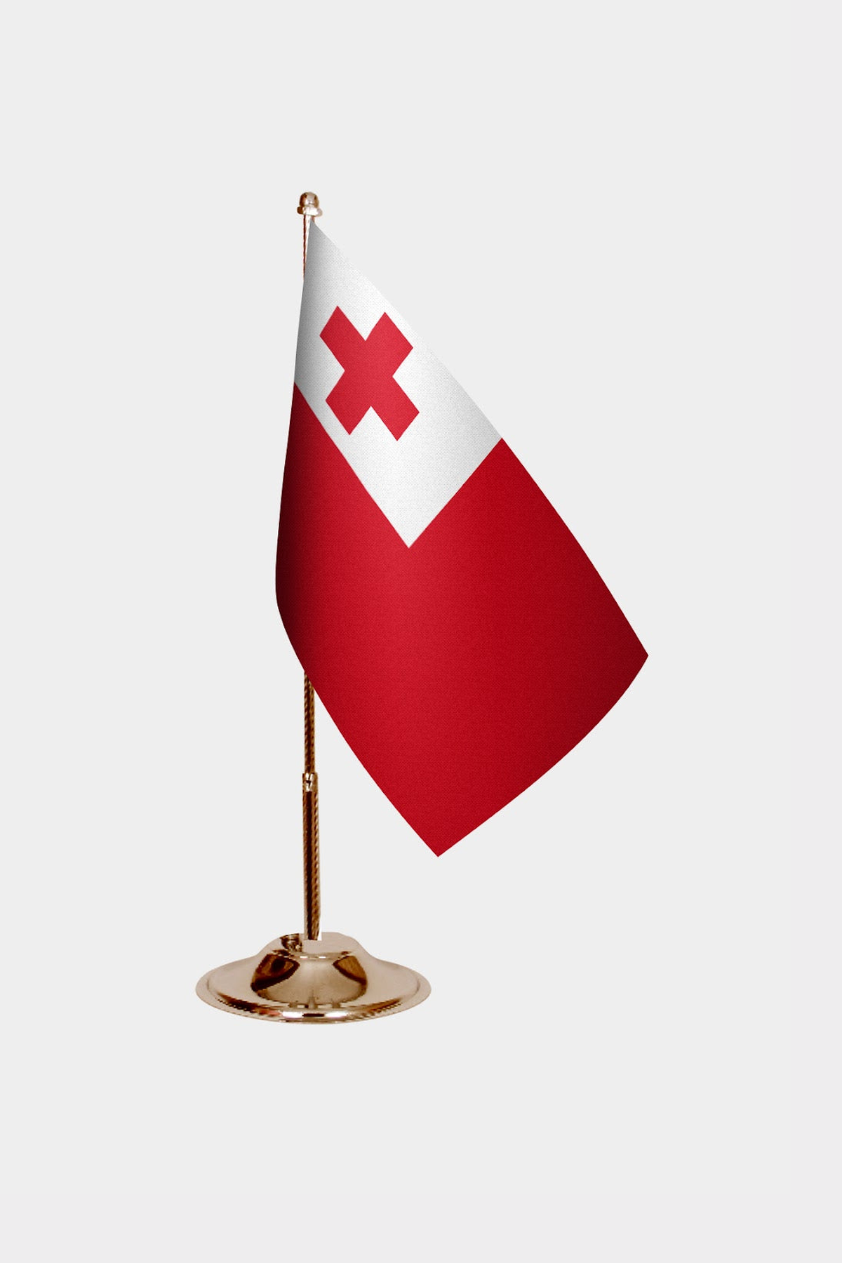 Tonga Gold Desk Flag - Premium Metal Stand