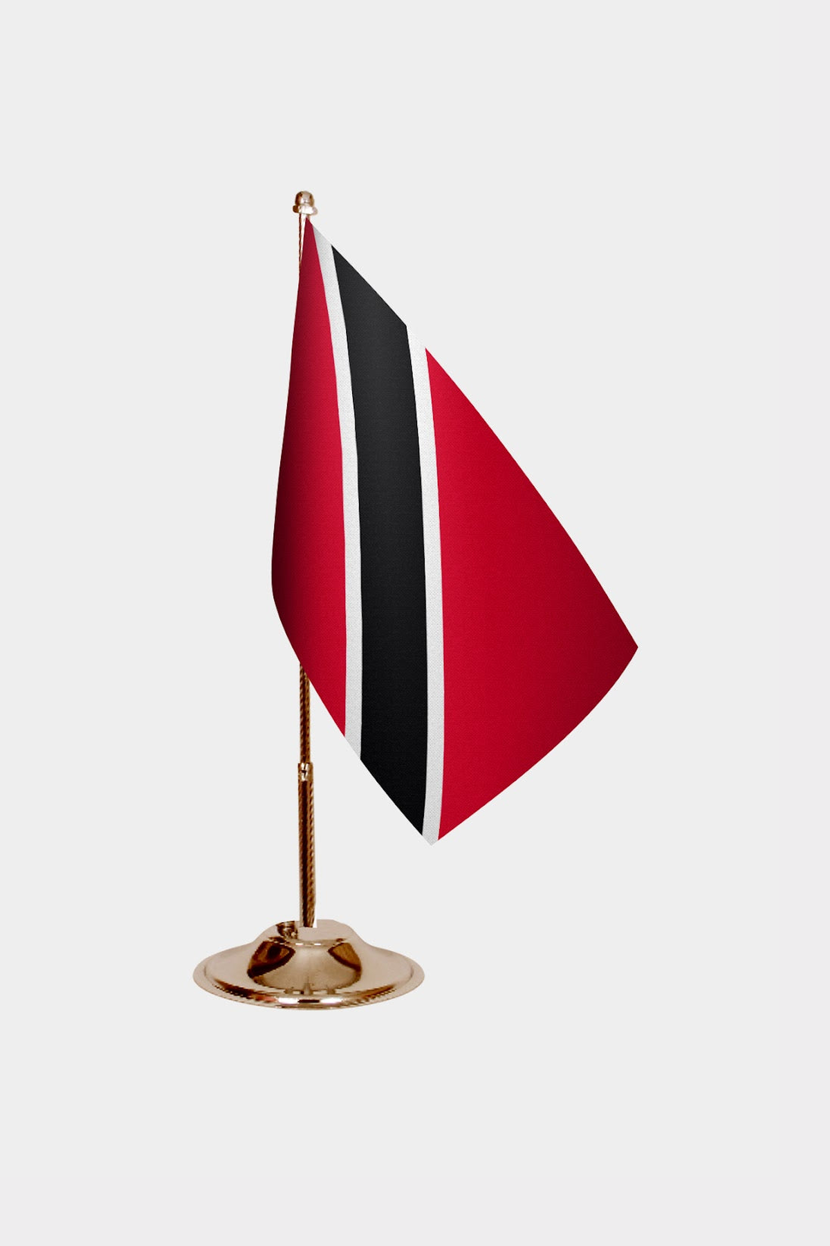 Trinidad And Tobago Gold Desk Flag - Premium Metal Stand