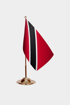 Trinidad And Tobago Gold Desk Flag - Premium Metal Stand