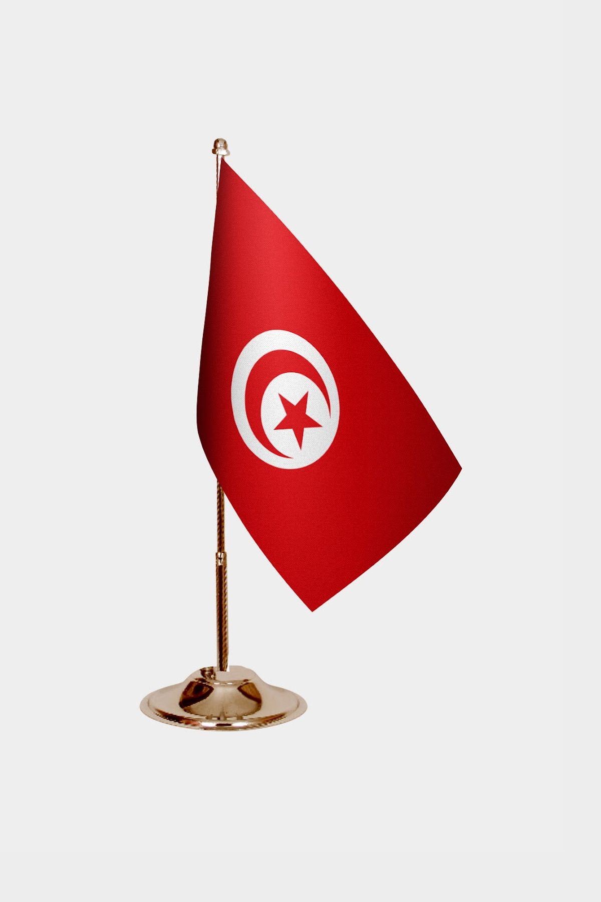 Tunisia Gold Desk Flag - Premium Metal Stand