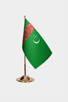 Turkmenistan Gold Desk Flag - Premium Metal Stand