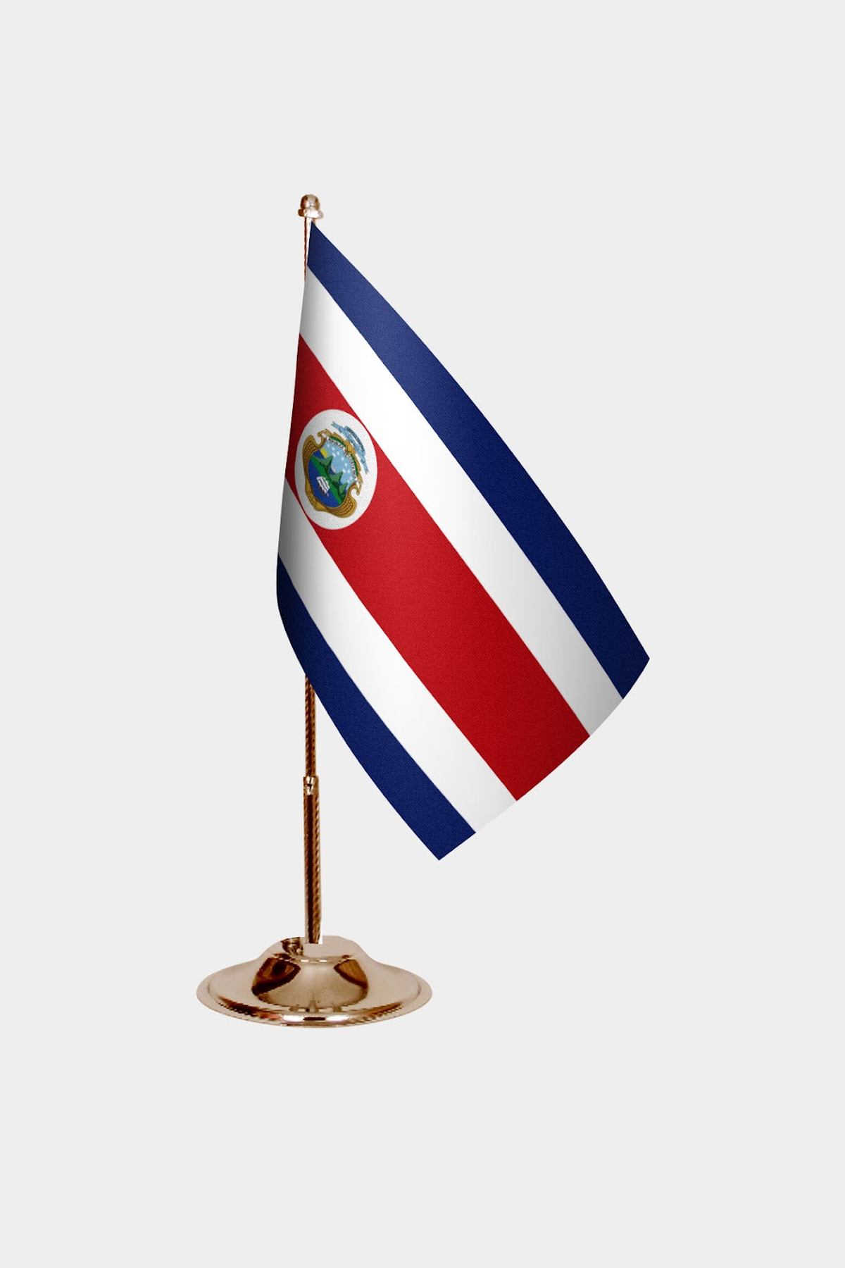 Costa Rica Gold Desk Flag - Premium Metal Stand