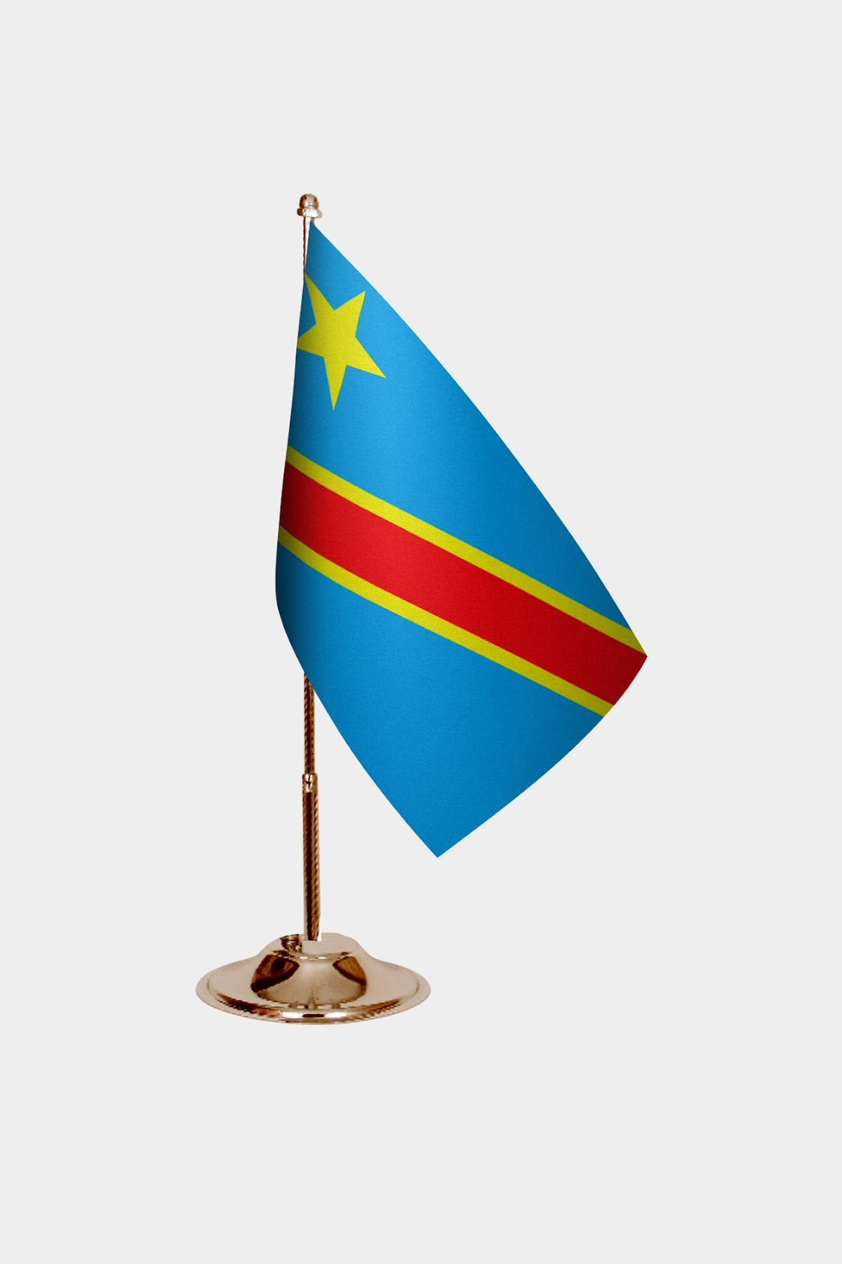 Democratic Republic of Congo Gold Desk Flag - Premium Metal Stand