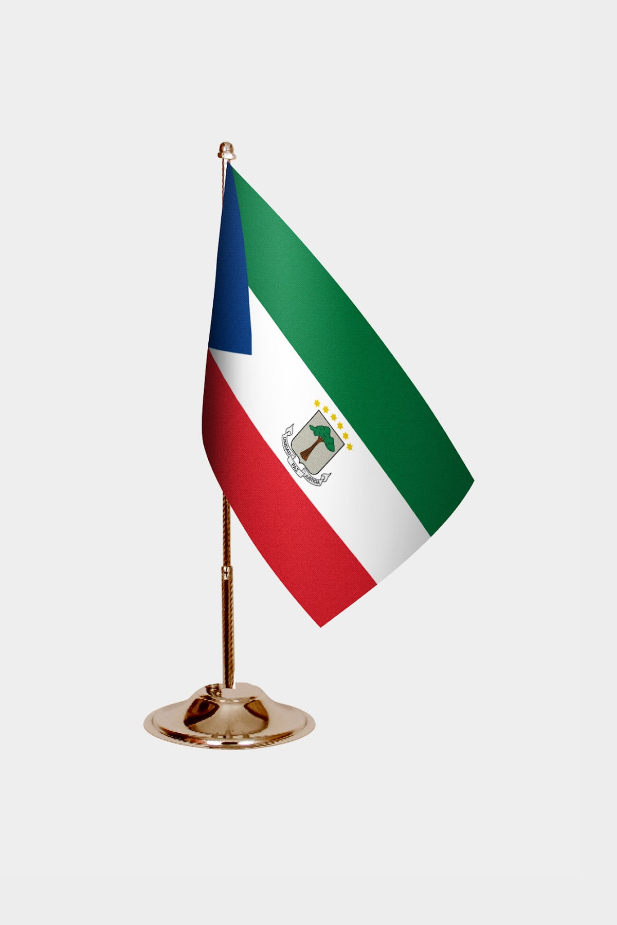 Equatorial Guinea Gold Desk Flag - Premium Metal Stand