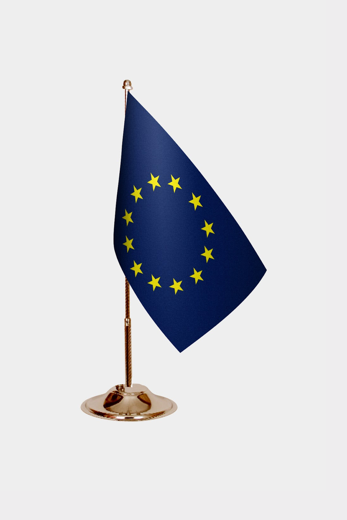 European Union Gold Desk Flag - Premium Metal Stand
