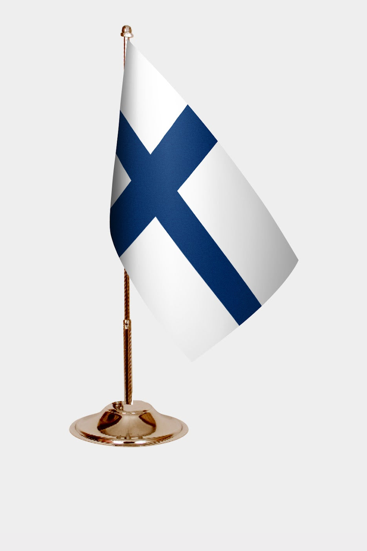 Finland Gold Desk Flag - Premium Metal Stand