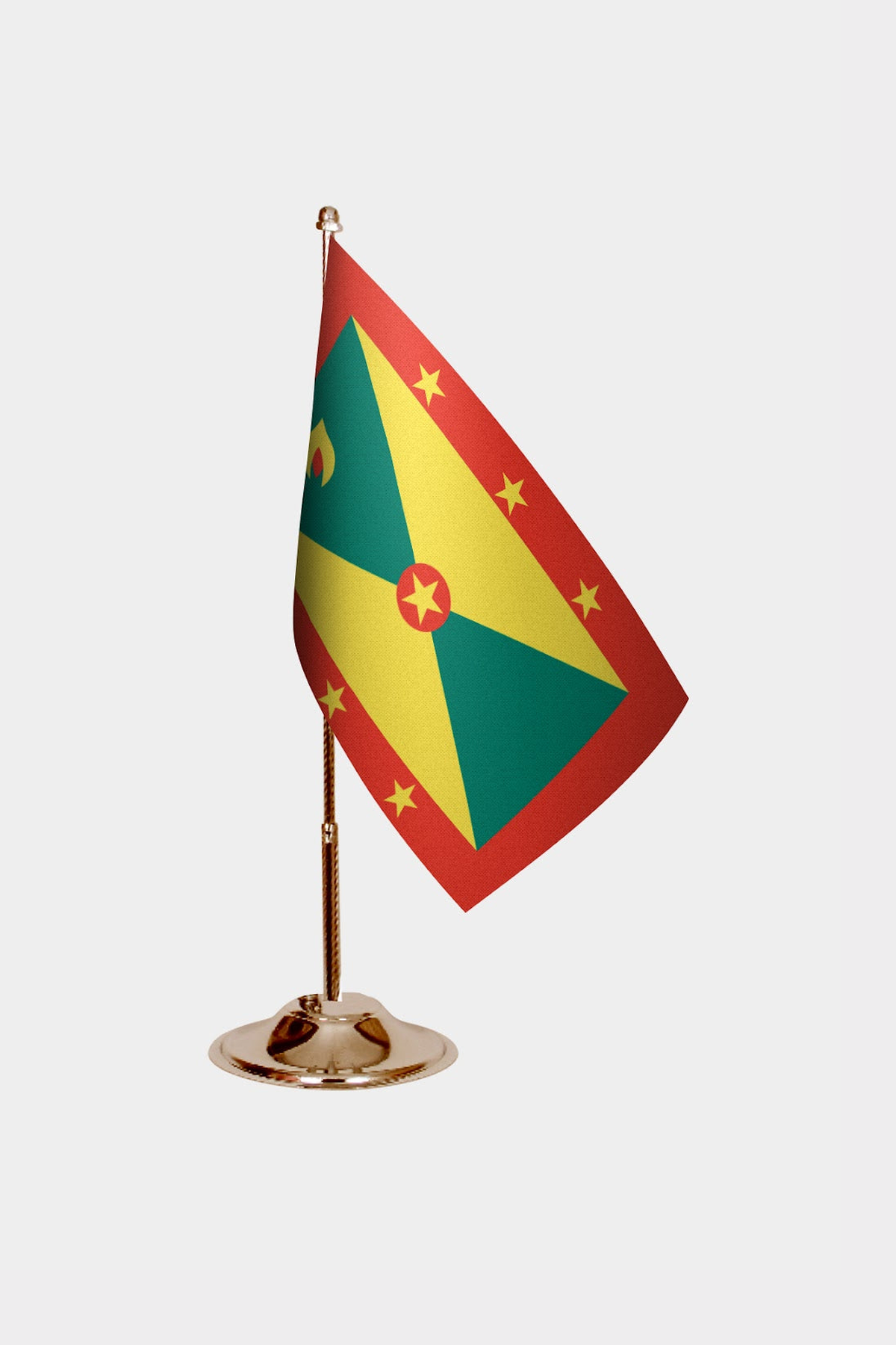 Grenada Gold Desk Flag - Premium Metal Stand