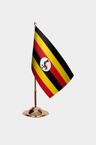 Uganda Gold Desk Flag - Premium Metal Stand