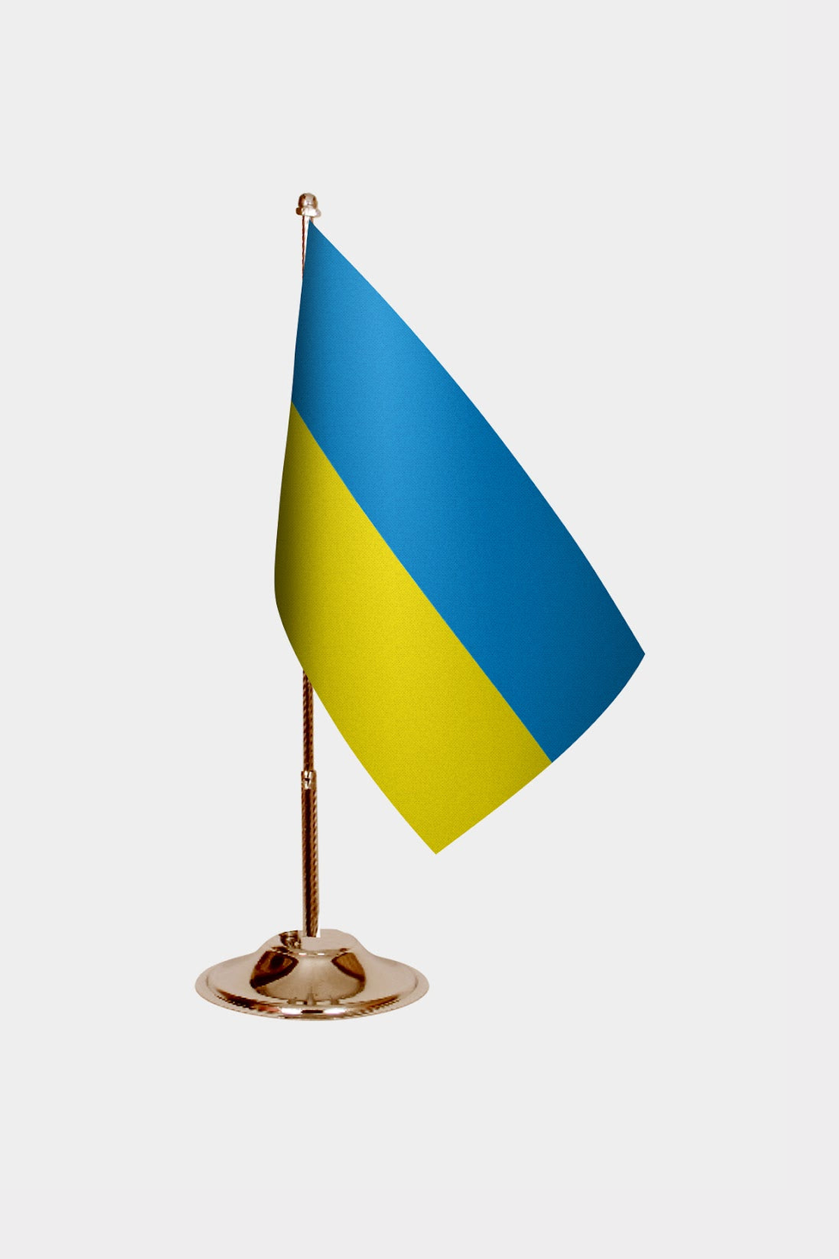 Ukraine Gold Desk Flag - Premium Metal Stand