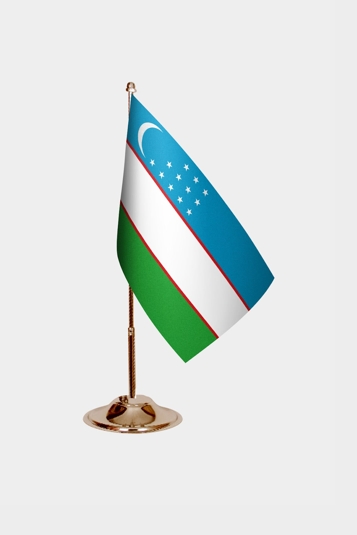 Uzbekistan Gold Desk Flag - Premium Metal Stand