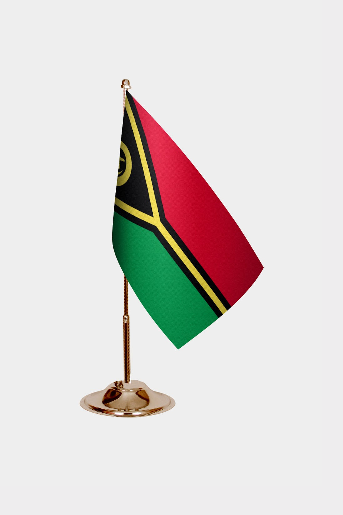 Vanuatu Gold Desk Flag - Premium Metal Stand