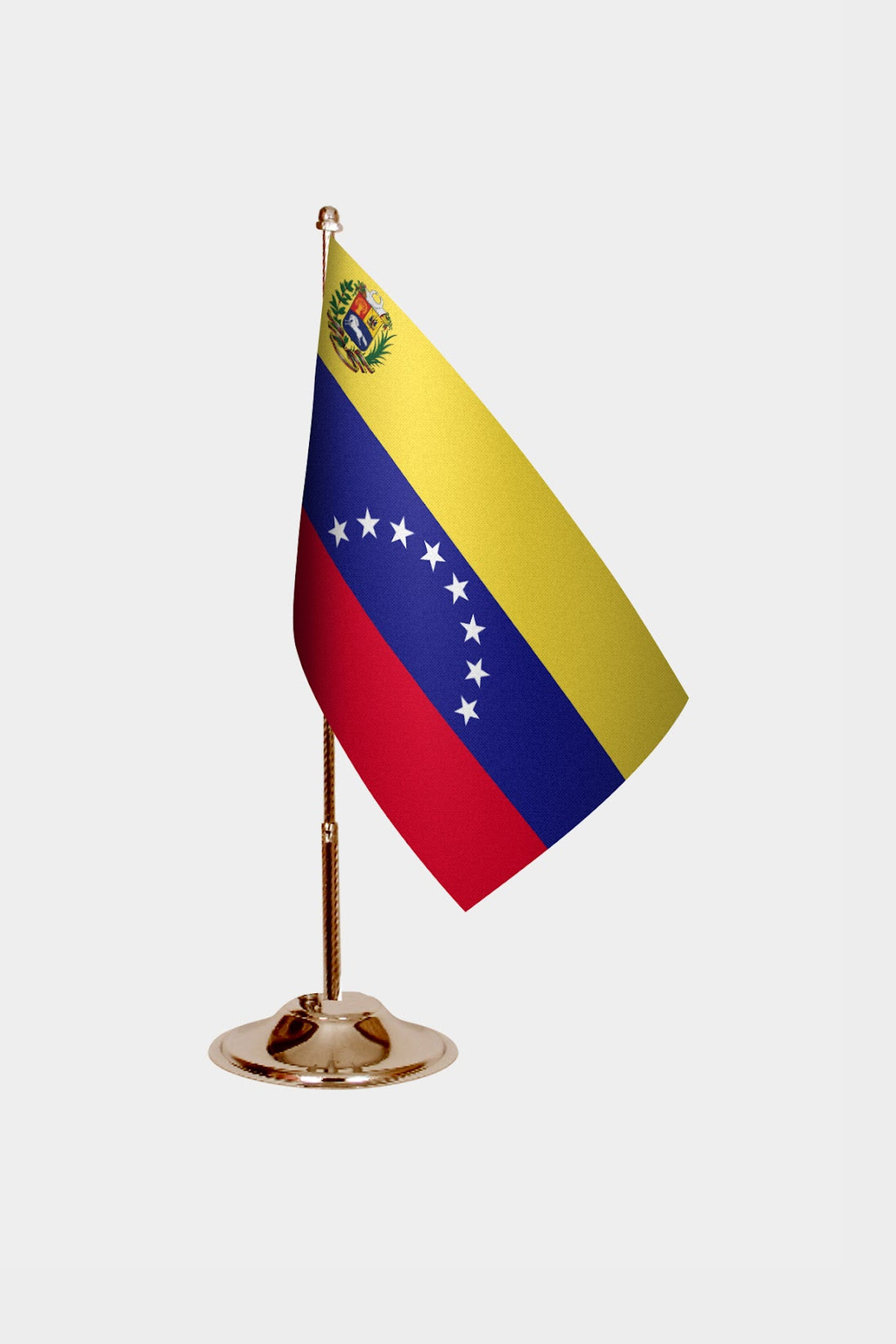 Venezuela Gold Desk Flag - Premium Metal Stand