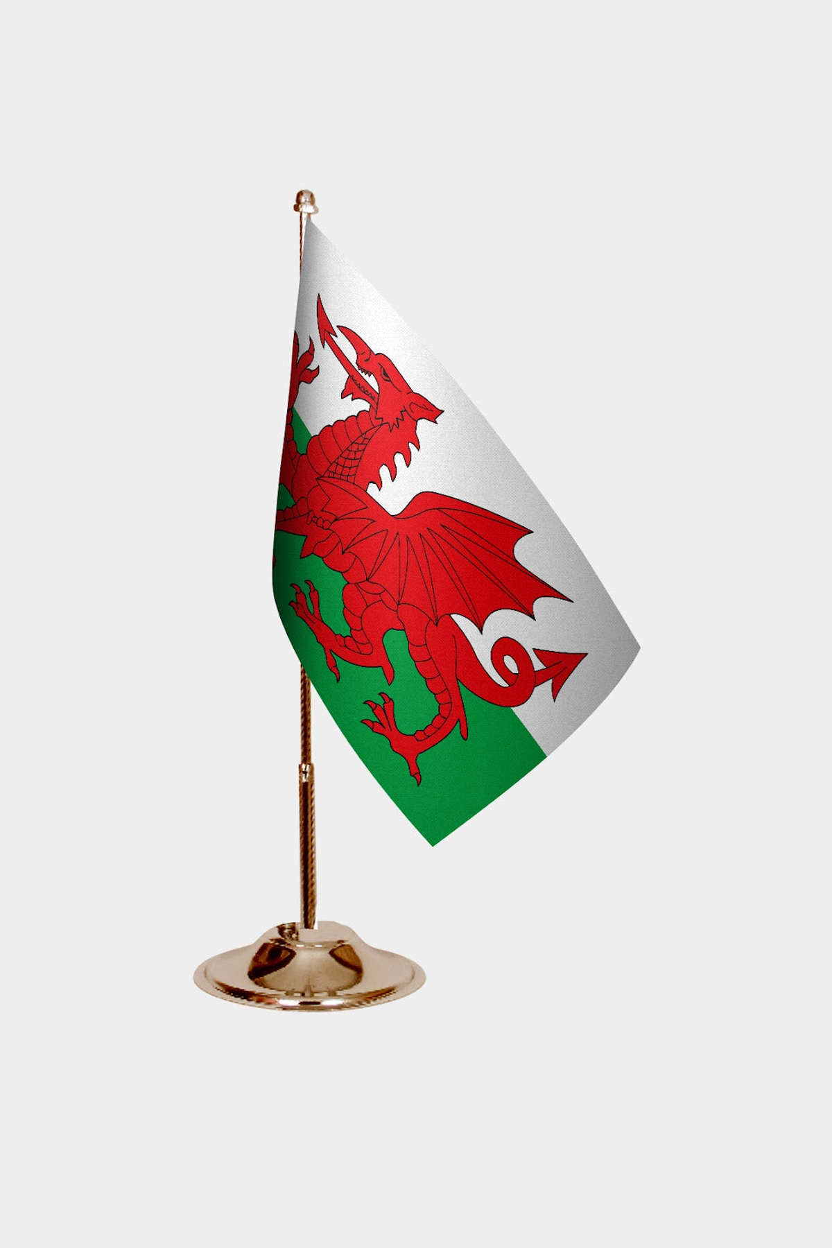 Wales Gold Desk Flag - Premium Metal Stand