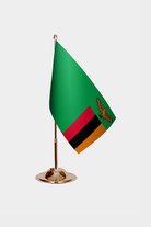 Zambia Gold Desk Flag - Premium Metal Stand