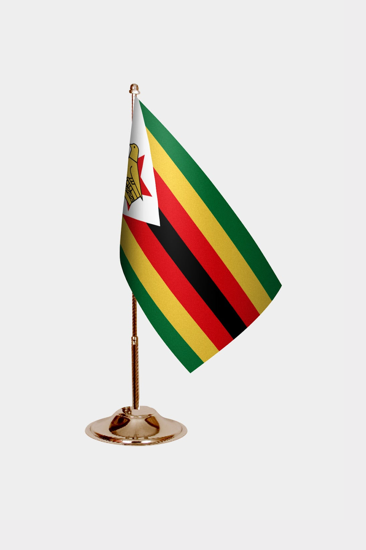 Zimbabwe Gold Desk Flag - Premium Metal Stand