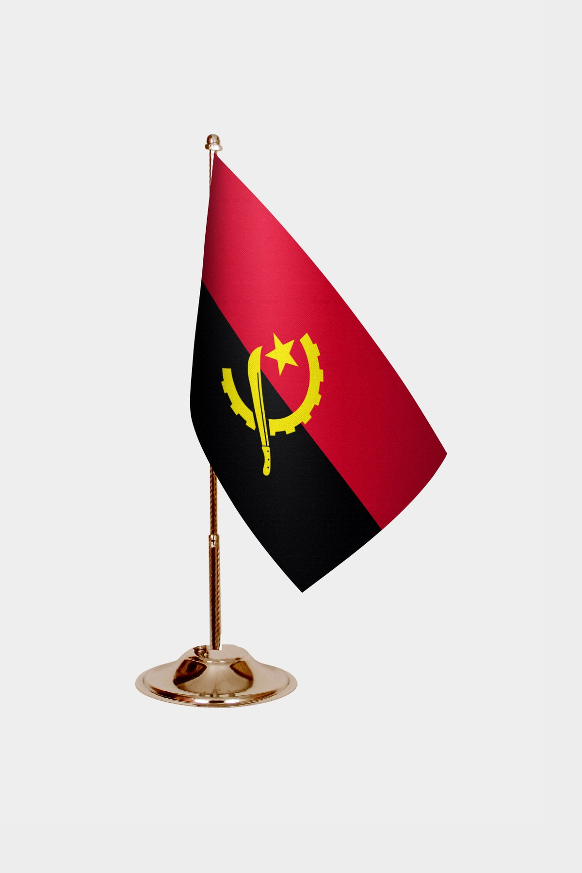 Angola Gold Desk Flag - Premium Metal Stand