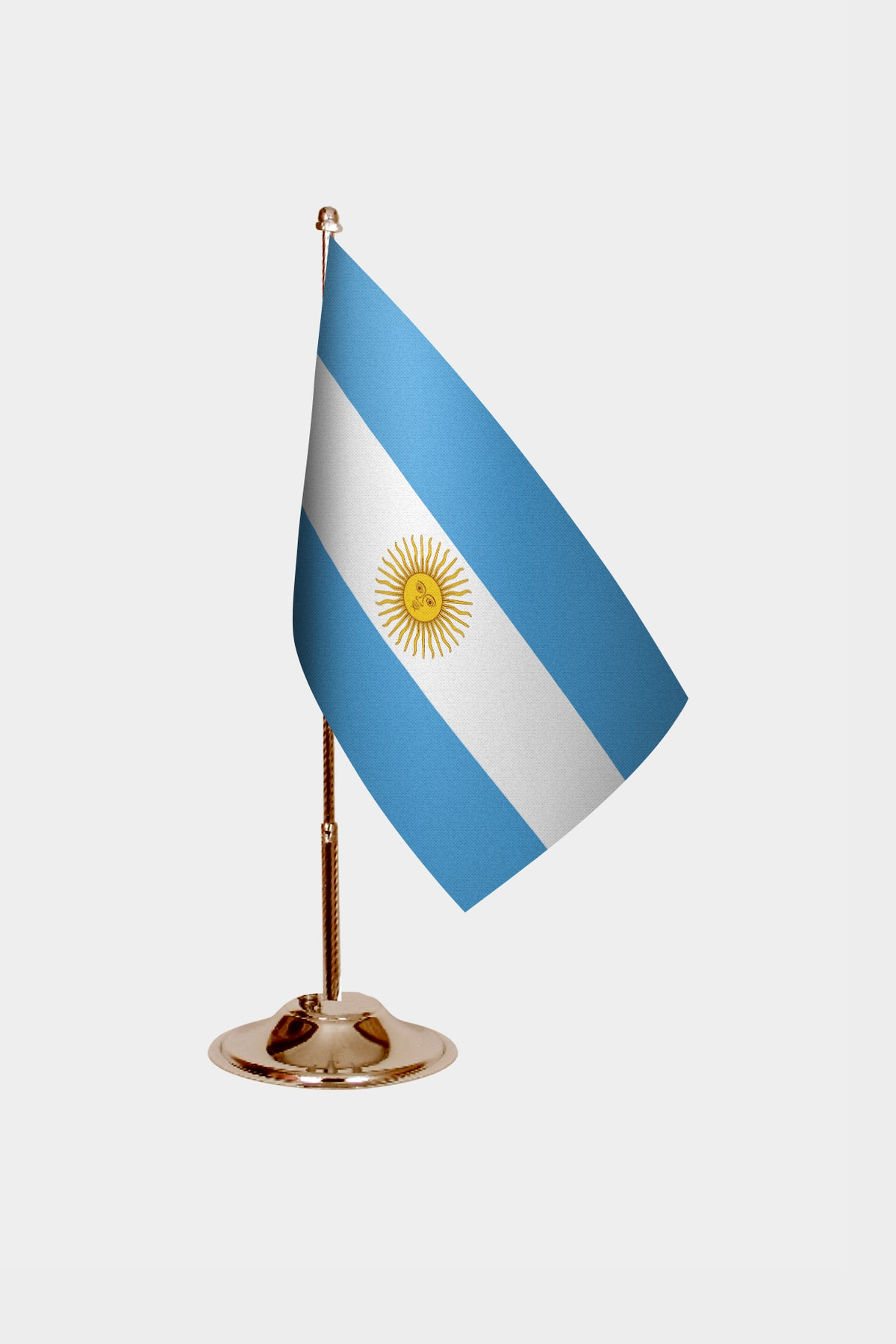 Argentine Gold Desk Flag - Premium Metal Stand