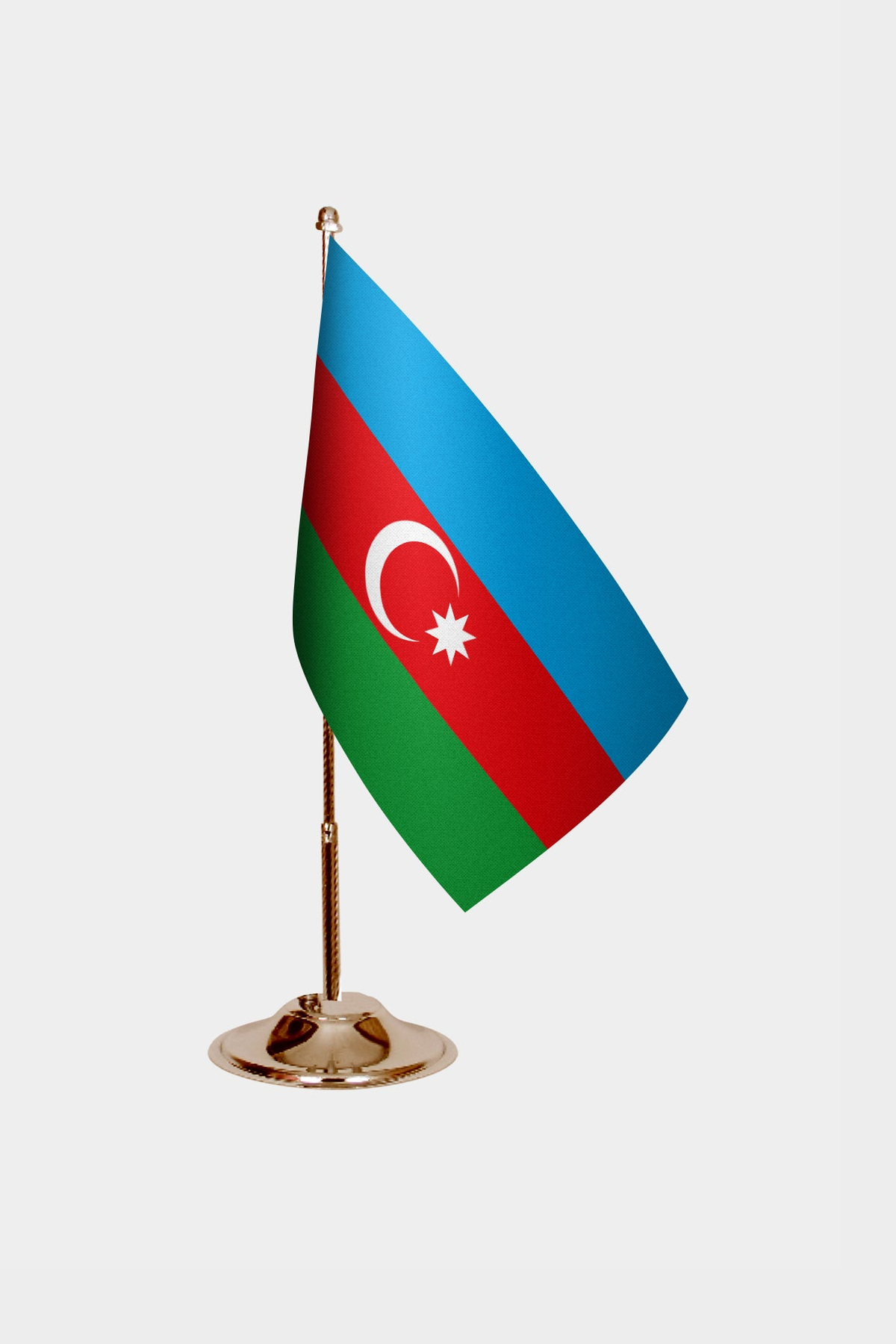 Azerbaijan Gold Desk Flag - Premium Metal Stand
