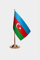 Azerbaijan Gold Desk Flag - Premium Metal Stand
