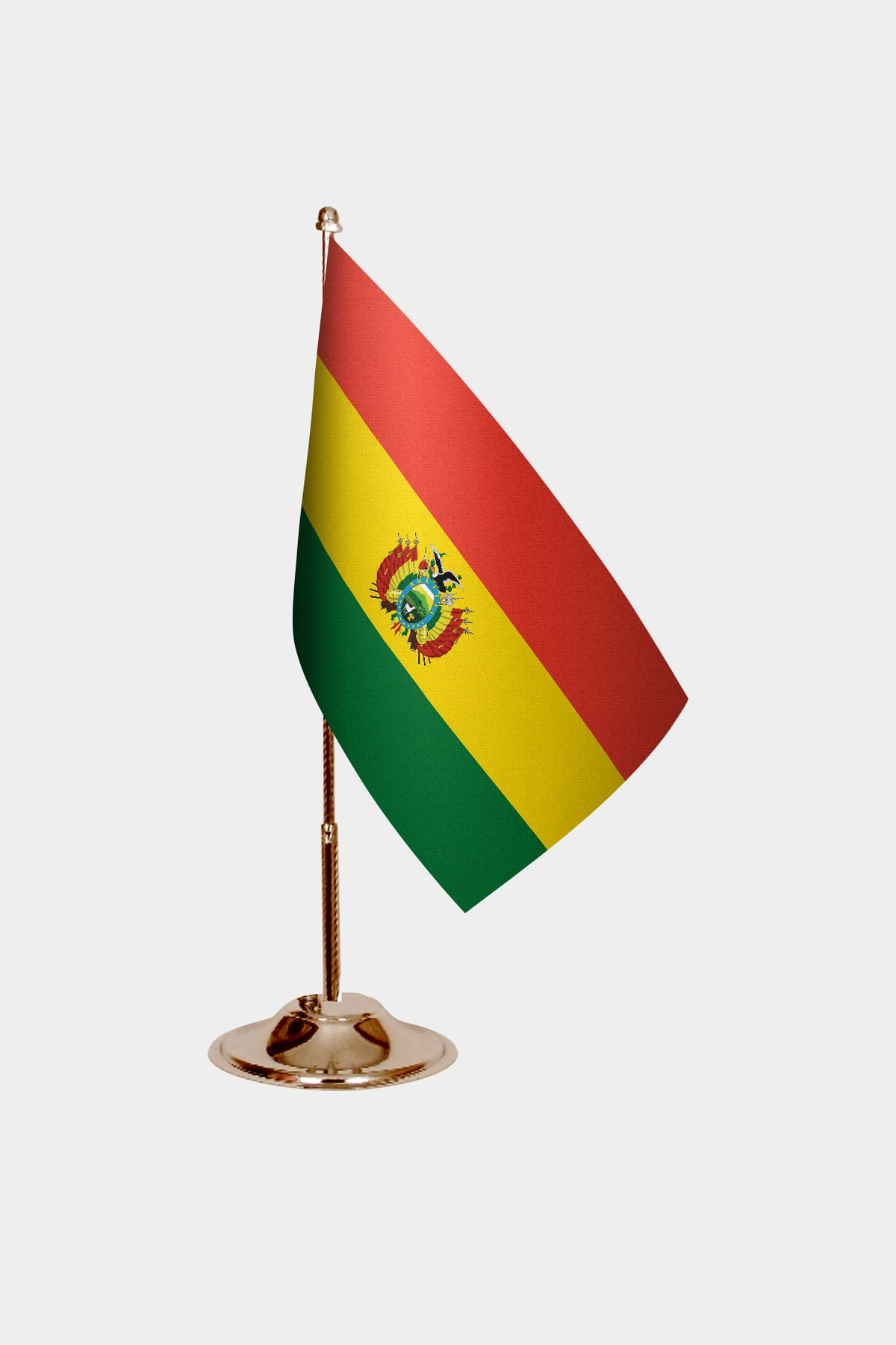 Bolivia Gold Desk Flag - Premium Metal Stand