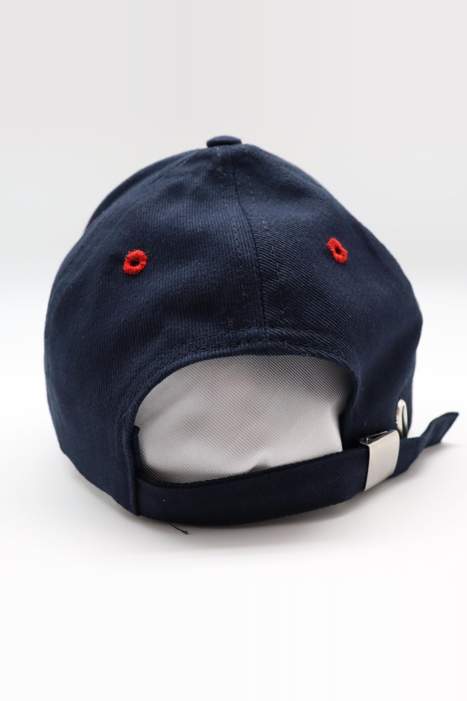 Back view with red eyelets and adjustable strap