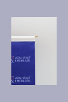 Logo Printed Swallowtail T-Shaped Desk Flag with gold poles, 8 × 32 cm flags on a weighted base (3)