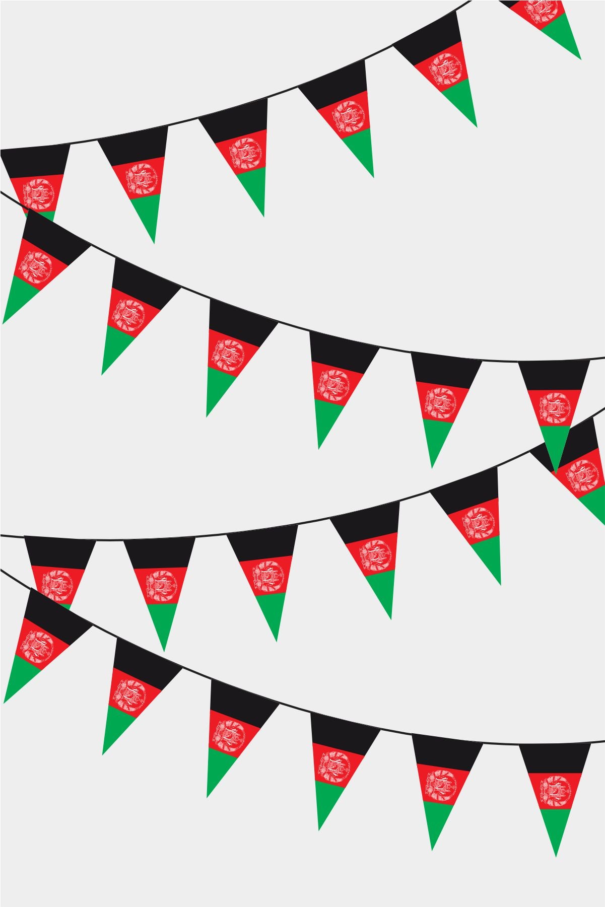 Afghanistan Triangular Flag Bunting - 50 Meters Premium Pennant Flags for Party Decoration | Professional Quality Raschel Fabric