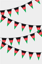 Afghanistan Triangular Flag Bunting - 50 Meters Premium Pennant Flags for Party Decoration | Professional Quality Raschel Fabric