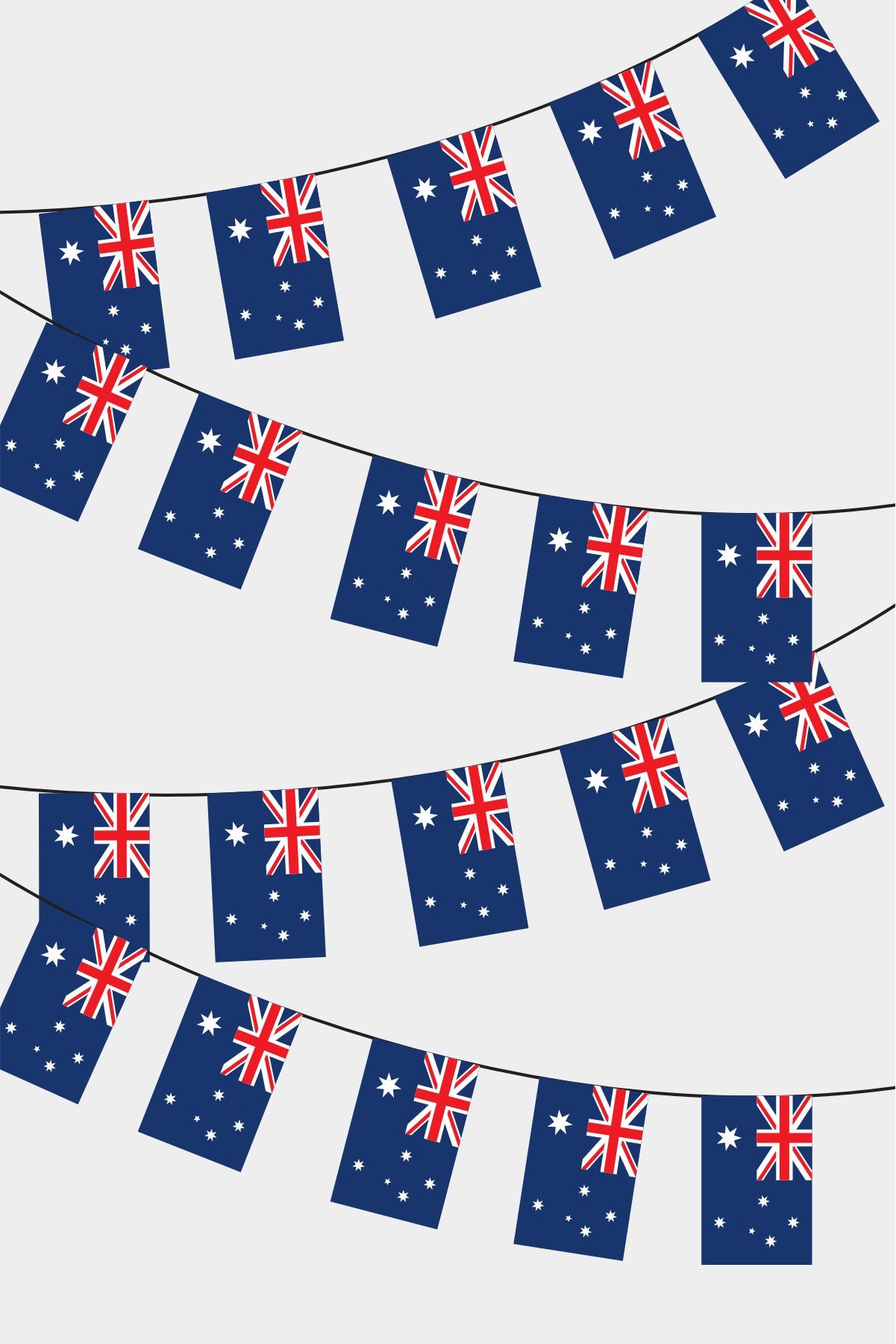 Australia Rectangular Flag Bunting - 50 Meters Premium String Flags for Party Decoration | Professional Quality Raschel Fabric