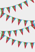 Azerbaijan Triangular Flag Bunting - 50 Meters Premium Pennant Flags for Party Decoration | Professional Quality Raschel Fabric