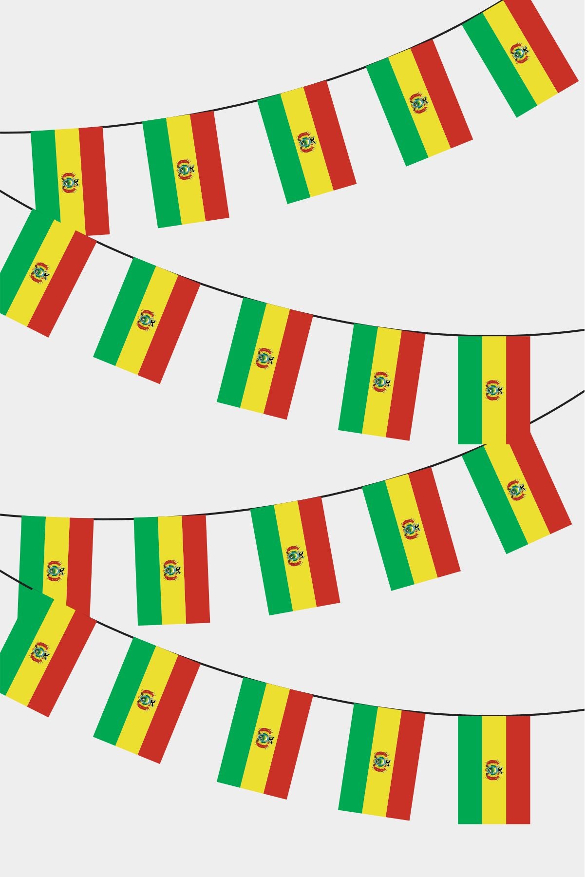 Bolivia Rectangular Flag Bunting - 50 Meters Premium String Flags for Party Decoration | Professional Quality Raschel Fabric