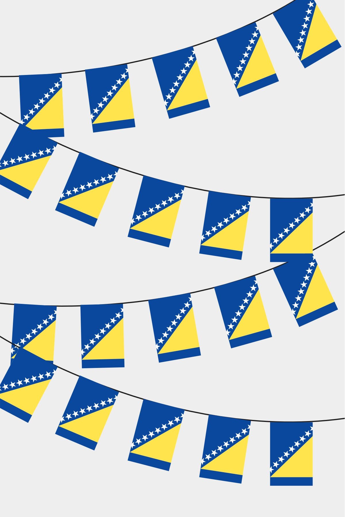 Bosnia and Herzegovina Rectangular Flag Bunting - 50 Meters Premium String Flags for Party Decoration | Professional Quality Raschel Fabric