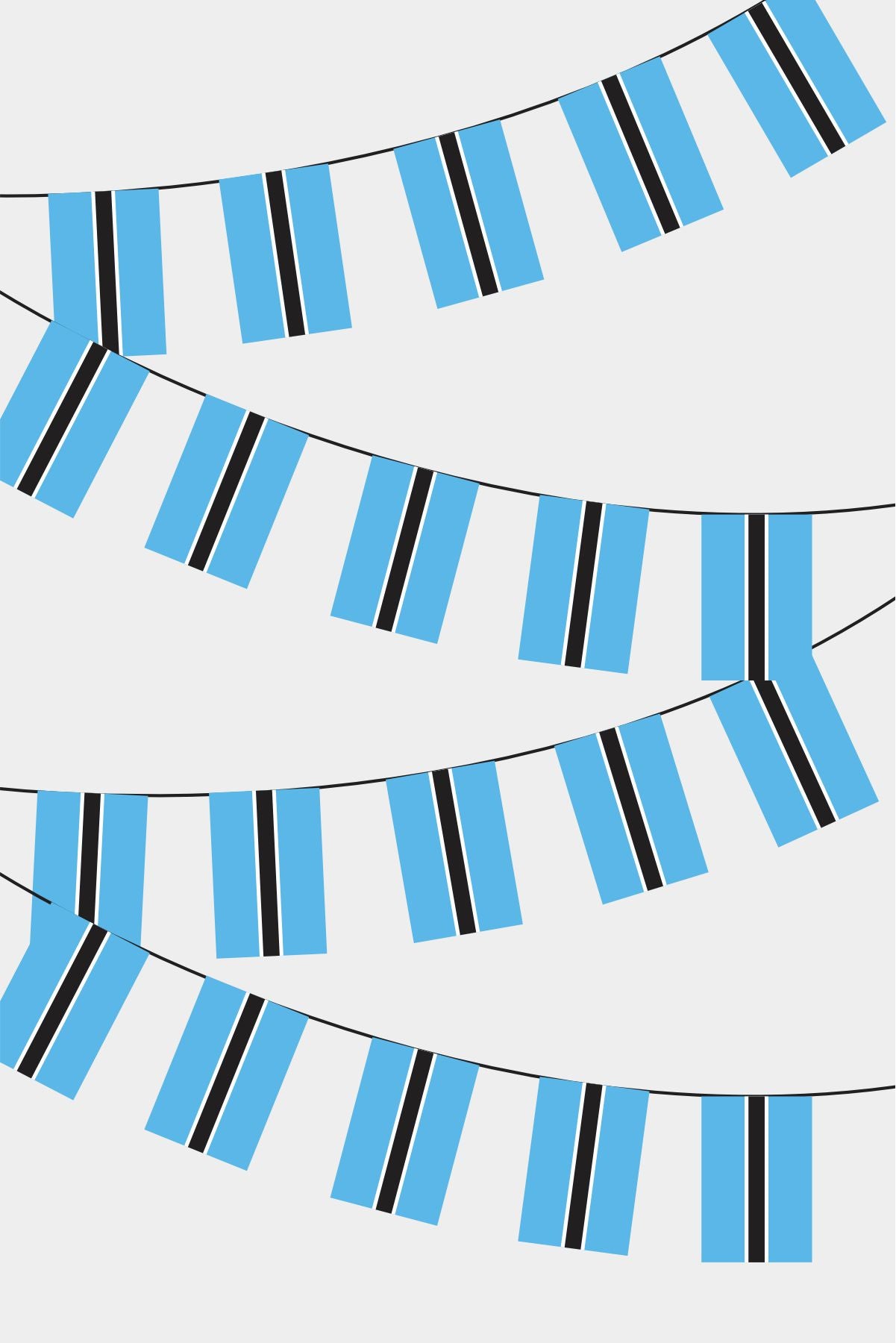 Botswana Rectangular Flag Bunting - 50 Meters Premium String Flags for Party Decoration | Professional Quality Raschel Fabric