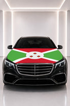 Couvre-capot drapeau du Burundi posé sur le capot d’une voiture noire