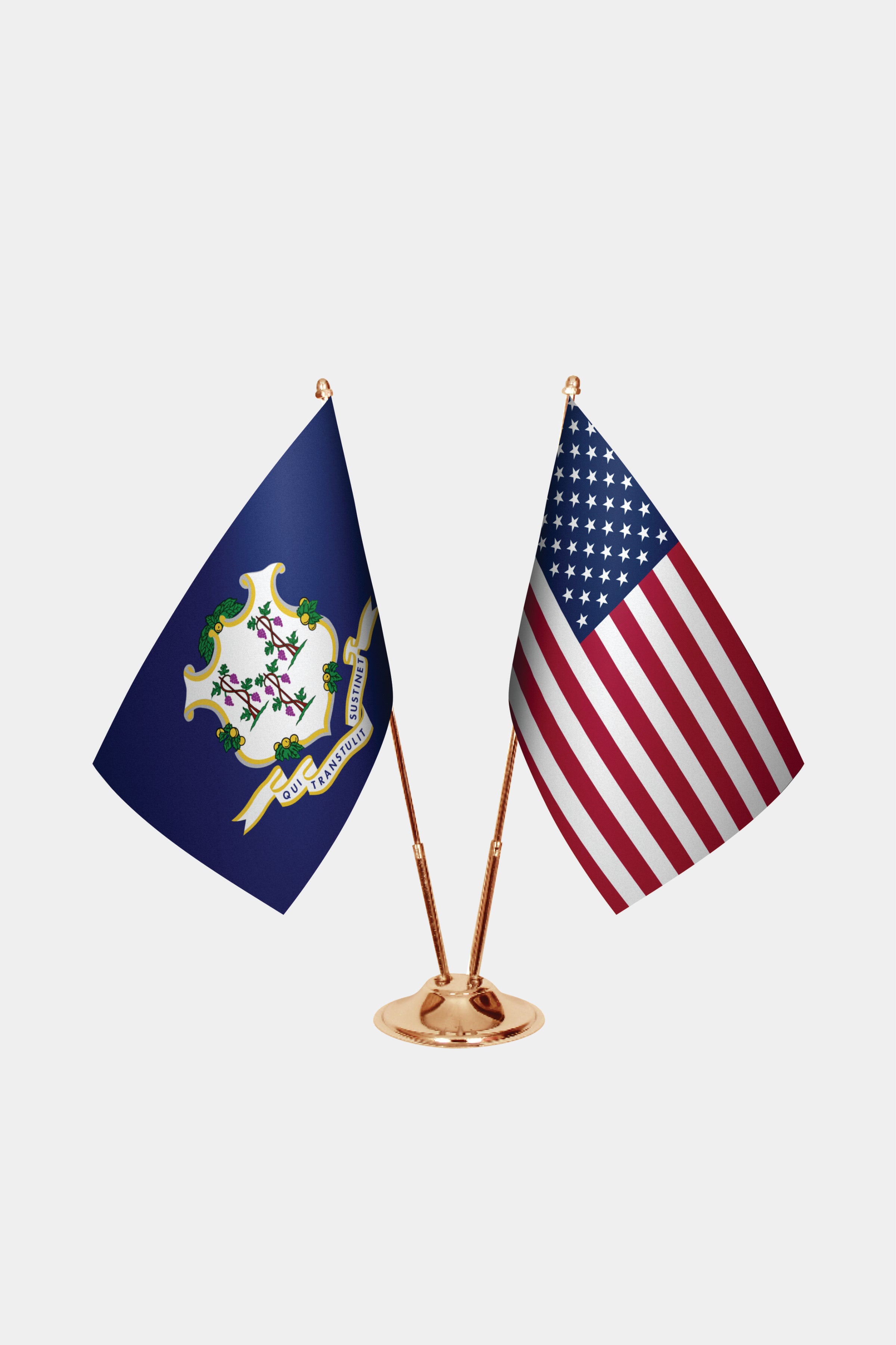 Connecticut & U.S. Desk Flag Set