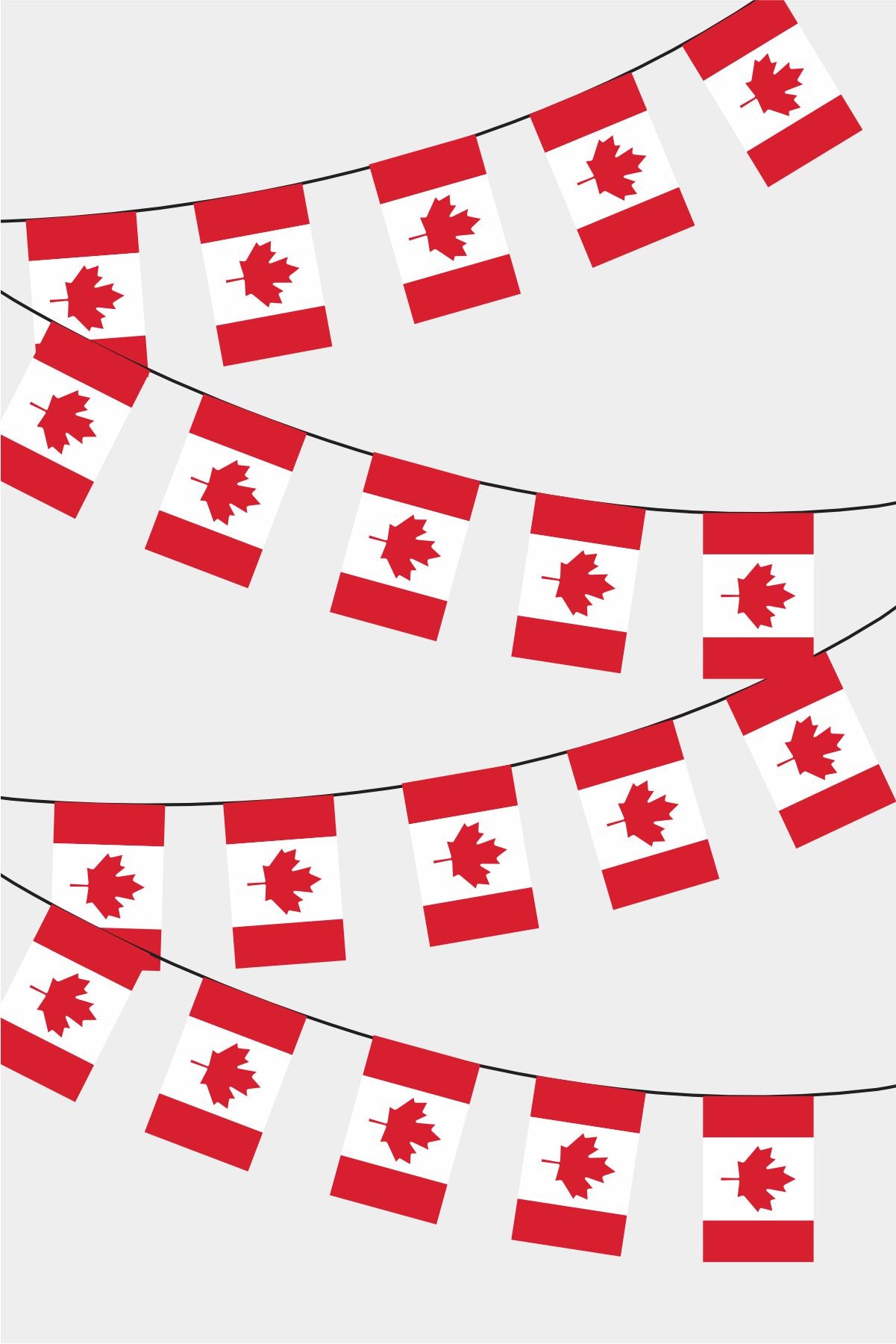Canada Rectangular Flag Bunting - 50 Meters Premium String Flags for Party Decoration | Professional Quality Raschel Fabric