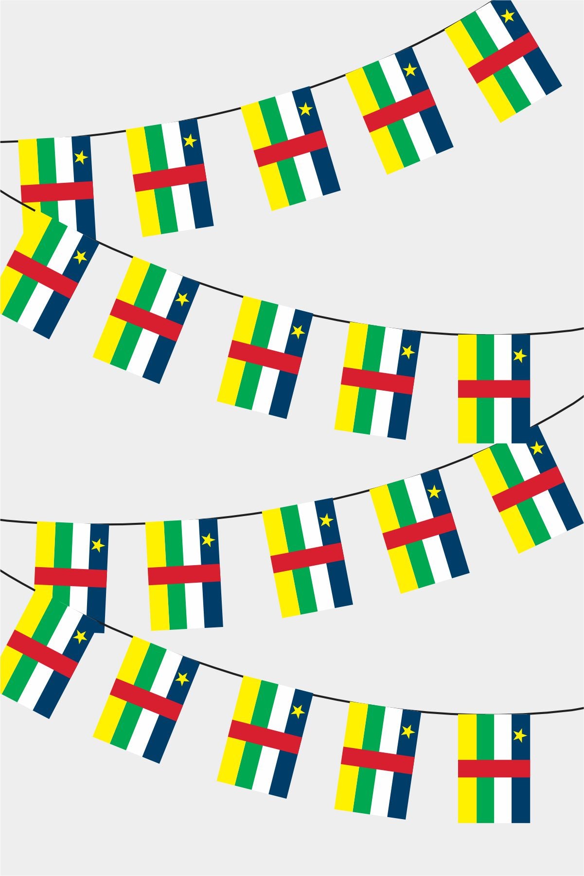 Central African Republic Rectangular Flag Bunting - 50 Meters Premium String Flags for Party Decoration | Professional Quality Raschel Fabric