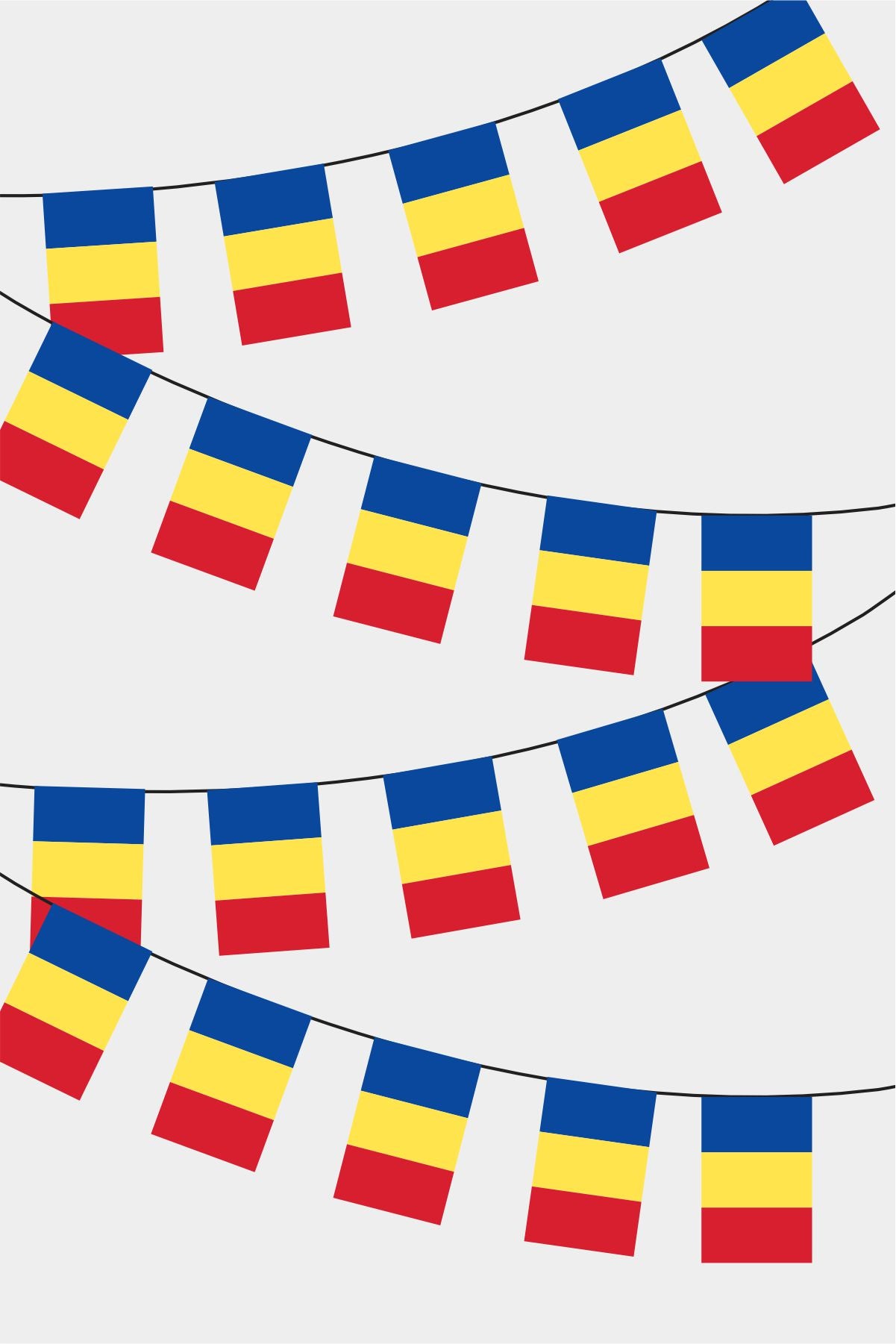 Chad Rectangular Flag Bunting - 50 Meters Premium String Flags for Party Decoration | Professional Quality Raschel Fabric