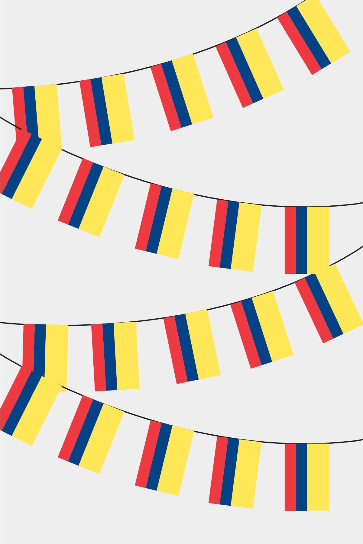Colombia Rectangular Flag Bunting - 50 Meters Premium String Flags for Party Decoration | Professional Quality Raschel Fabric
