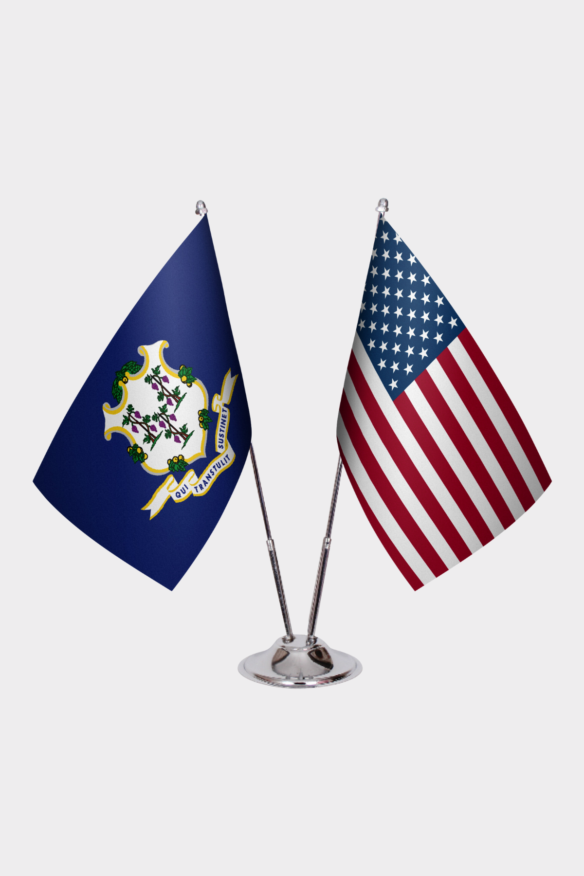 Connecticut & U.S. Desk Flag Set