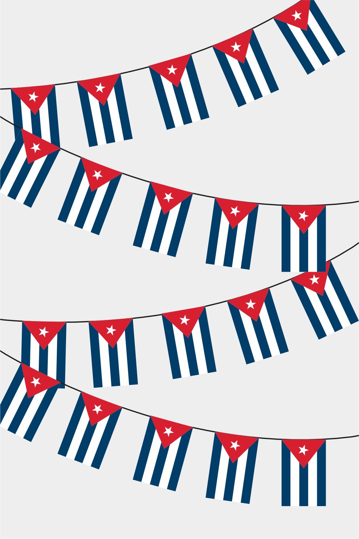 Cuba Rectangular Flag Bunting - 50 Meters Premium String Flags for Party Decoration | Professional Quality Raschel Fabric