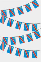 Democratic Republic of Congo Rectangular Flag Bunting - 50 Meters Premium String Flags for Party Decoration | Professional Quality Raschel Fabric