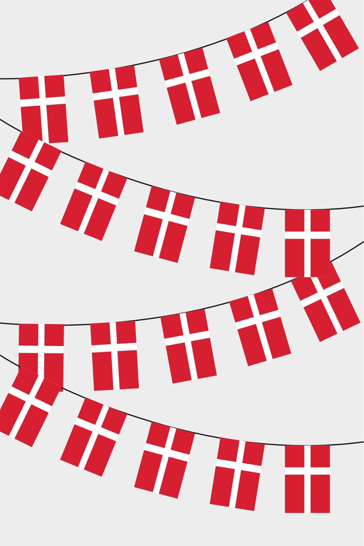 Denmark Rectangular Flag Bunting - 50 Meters Premium String Flags for Party Decoration | Professional Quality Raschel Fabric
